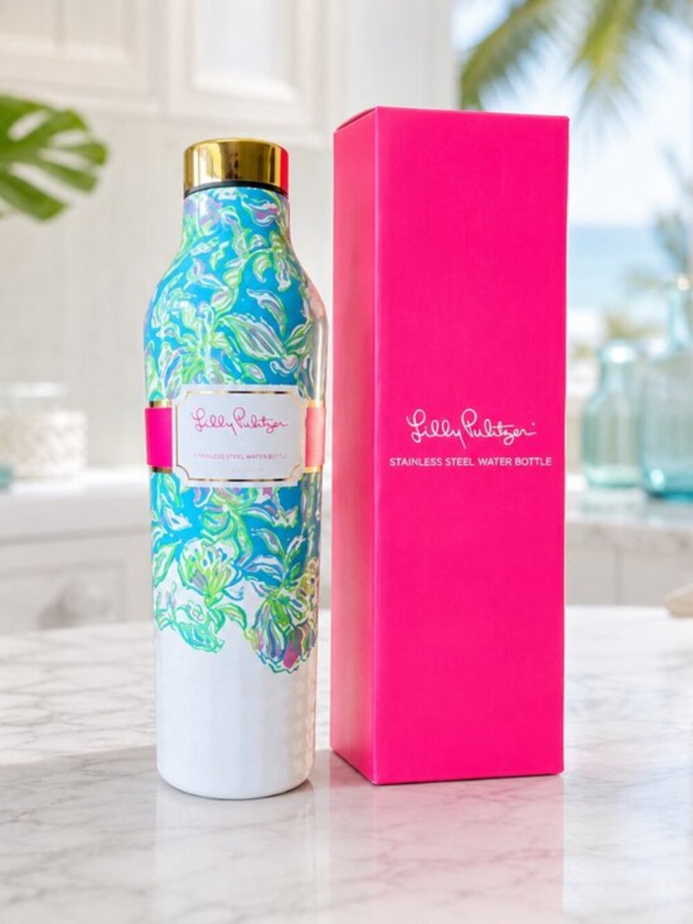 Lilly Pulitzer Chick Magnet Floral 20oz Stainless Steel Water Bottle NWT